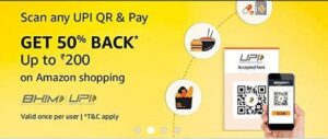 Read more about the article Amazon Scan Pay- Get 50% Cashback Upto Rs.200 On Amazon Shopping