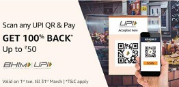 Read more about the article Amazon Scan & Pay Offer – Flat Rs.50 Cashback On Scan QR And Pay Using Amazon Pay UPI