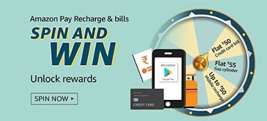 Read more about the article Amazon Spin & Win Offer – Get Free Rs.55 / Rs.50 Amazon Pay Balance