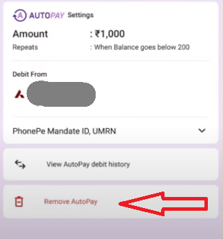 Disable PhonePe Auto Top Up